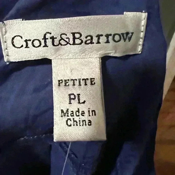 Croft & Barrow Sz Petite PL Navy Blue Collar and Button Roll Sleeve Blouse - Picture 2 of 4